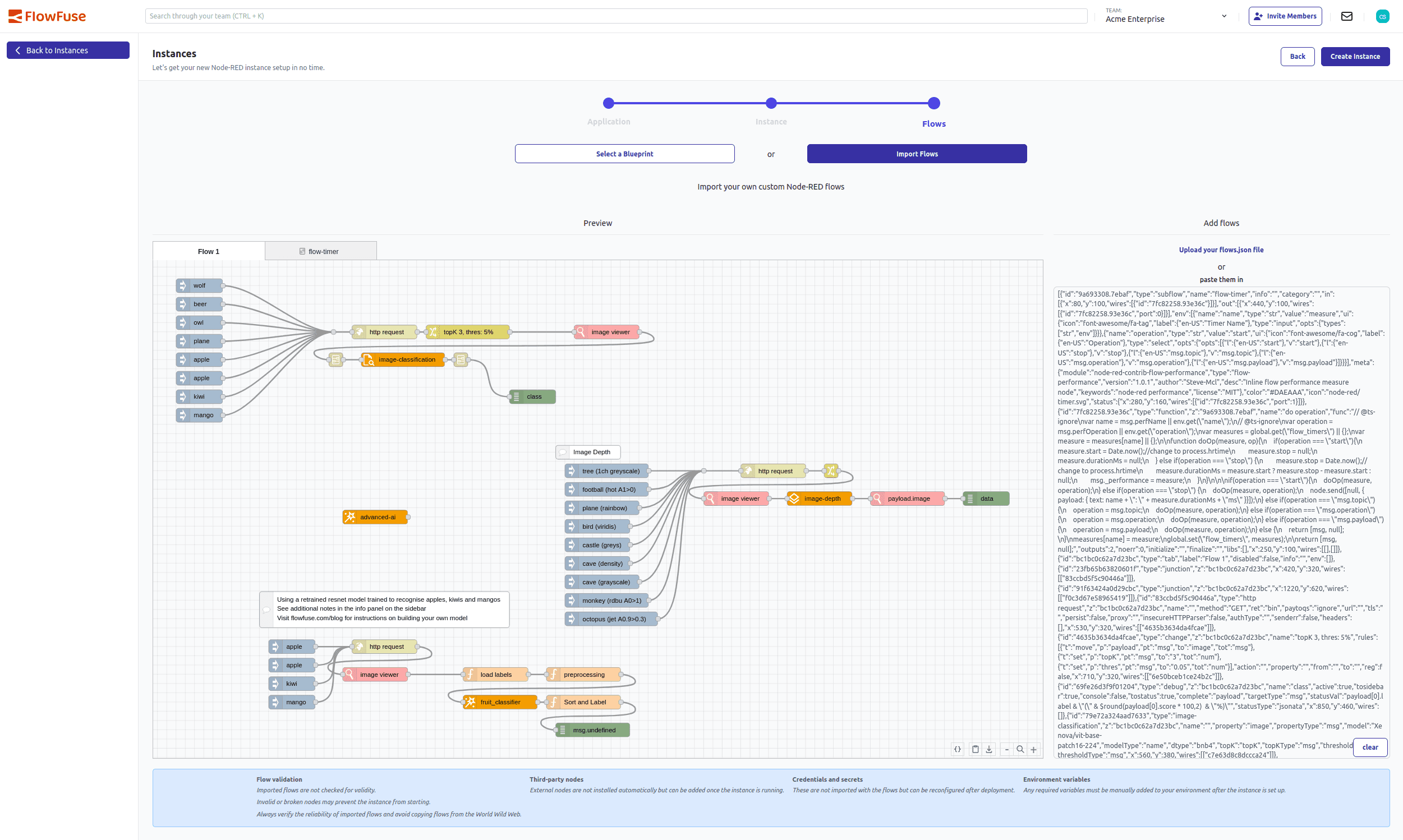 Demo importing flows when creating a Hosted Instance