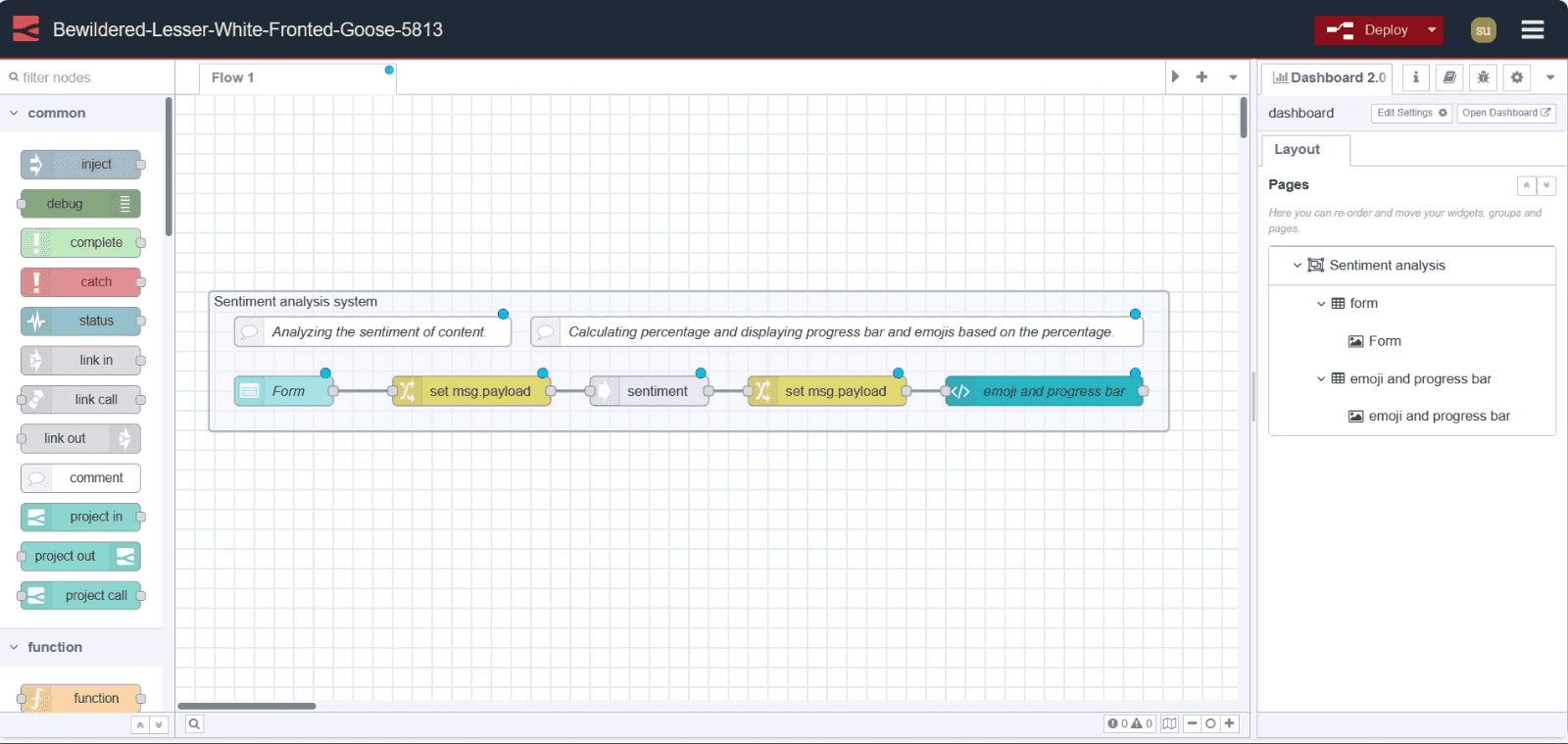 Deploying Sentiment analysis Node-RED flow "Deploying Sentiment analysis Node-RED flow"